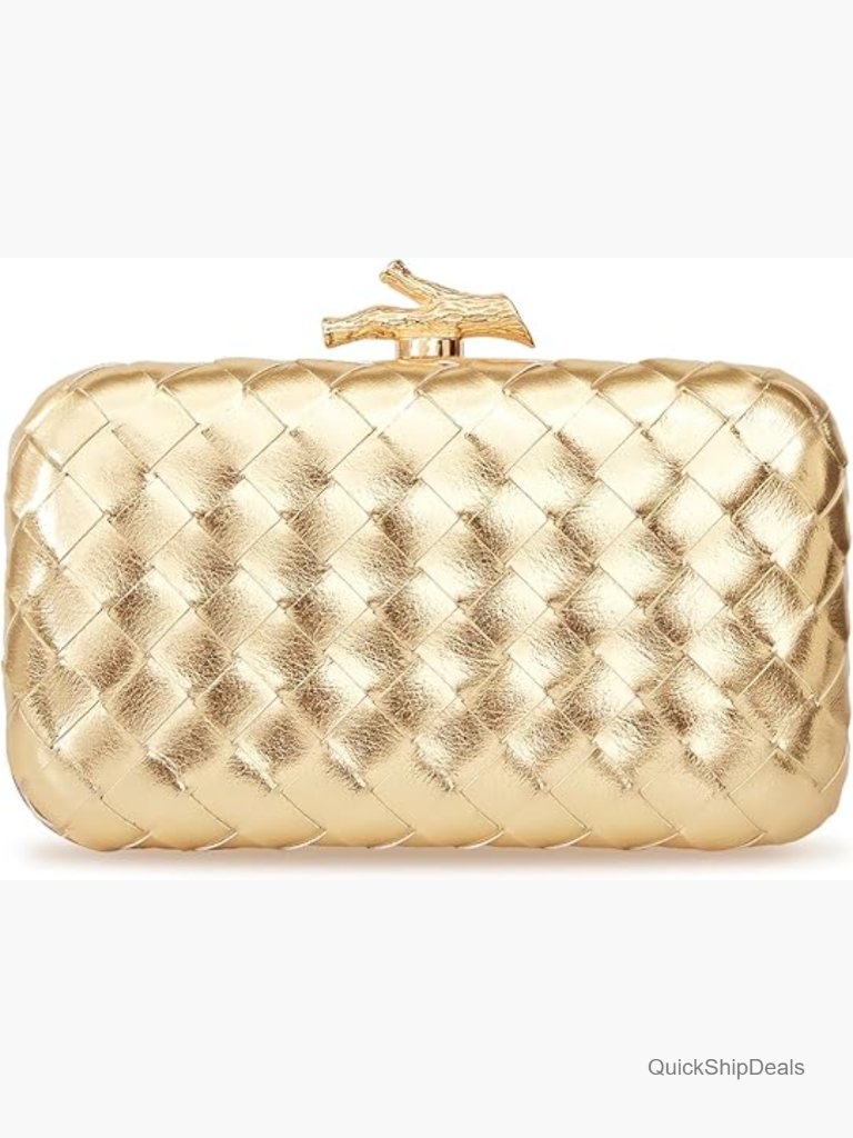 Satin Pleated Evening Clutch With Metallic Pu And Woven Classic Styles